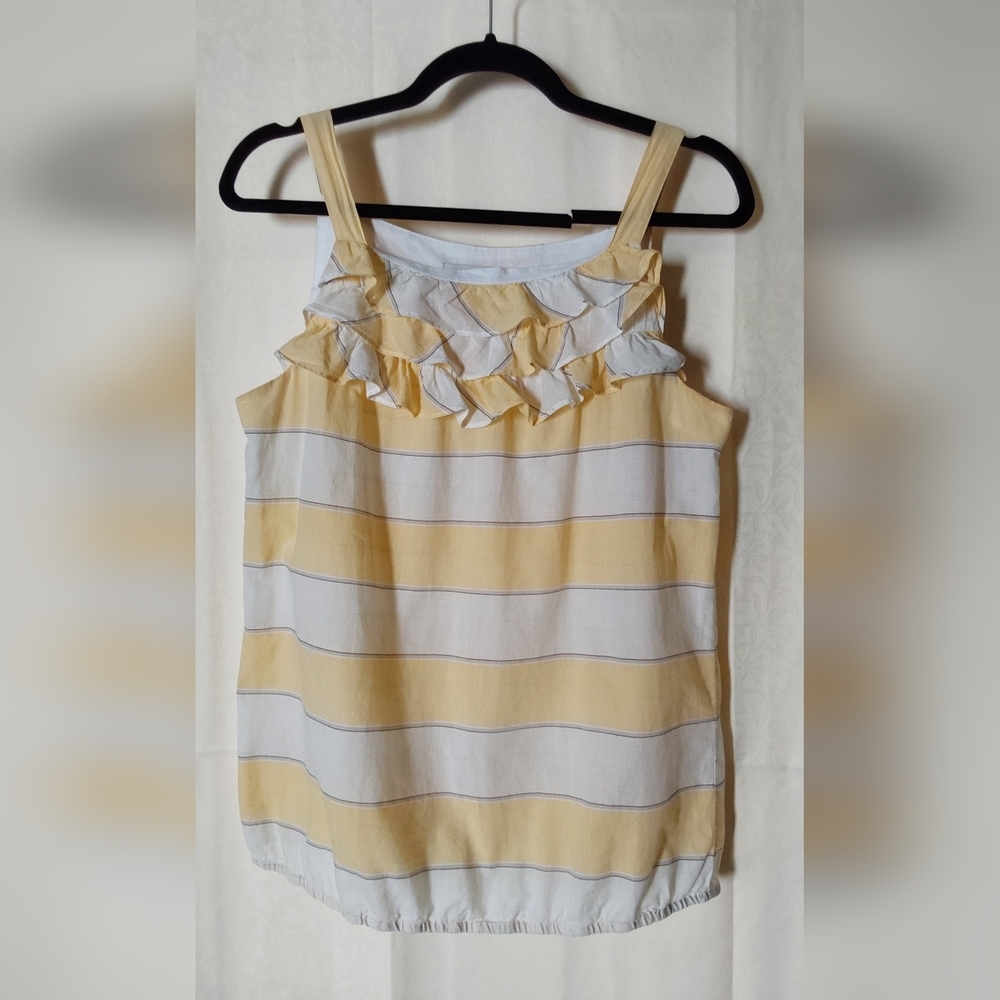 Ann Taylor Loft Tops, Yellow Striped Sleeveless Top, Size Medium